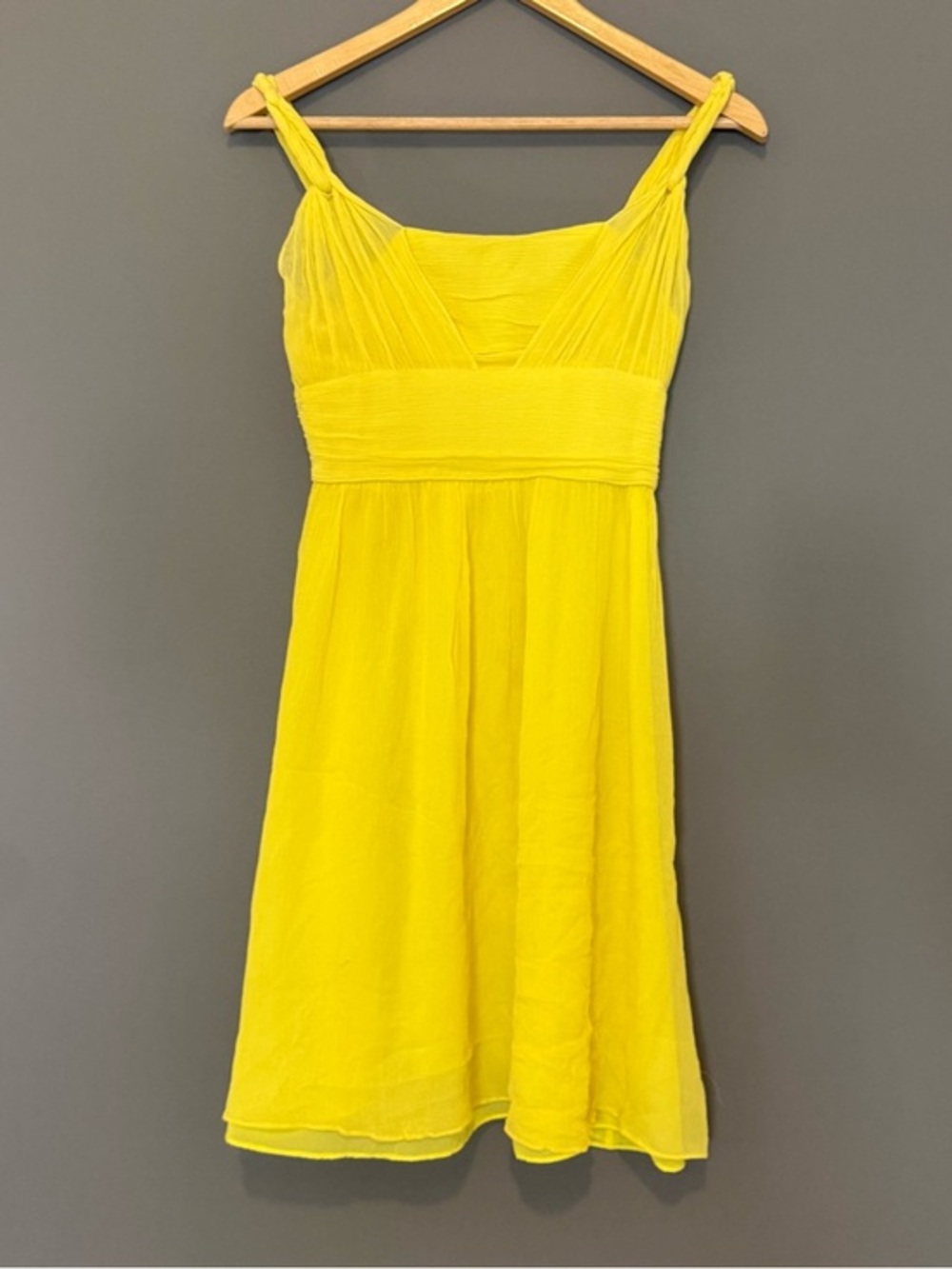 Banana Republic Silk Grecian Pleated Mini Dress Yellow 2 / XS Preppy Coquette